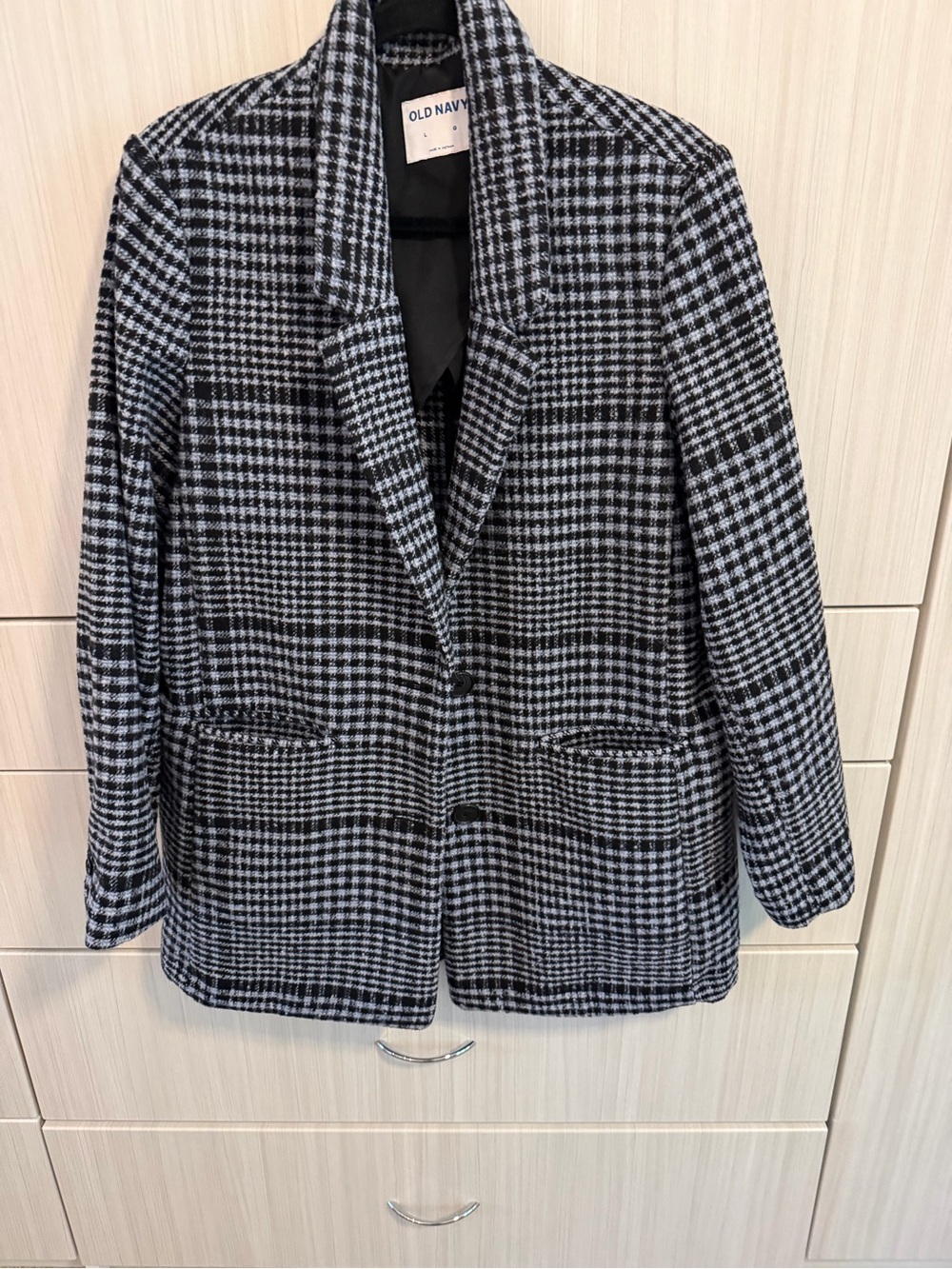 Old Navy Black & White Houndstooth Single-Breasted Blazer